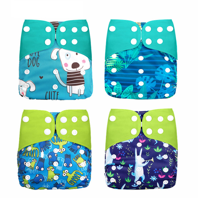 4 Washable Nappies - One Size Only Adjustable